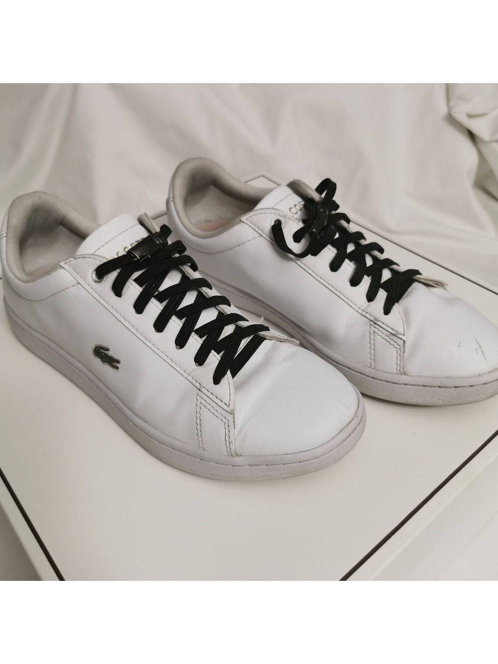 Lacoste White Leather Court Sneakers Gold Logo Women's US 7 - Picture 4 of 14